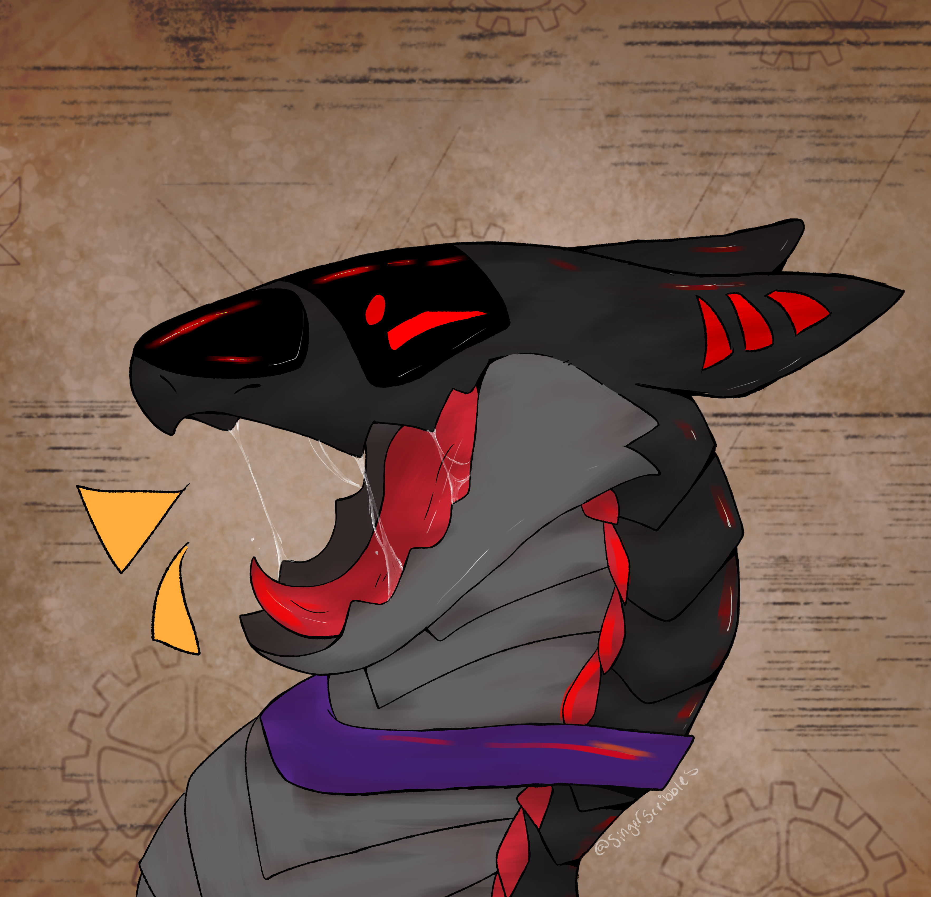 litewally a synth. black & red with a red tongue and visor. swagger